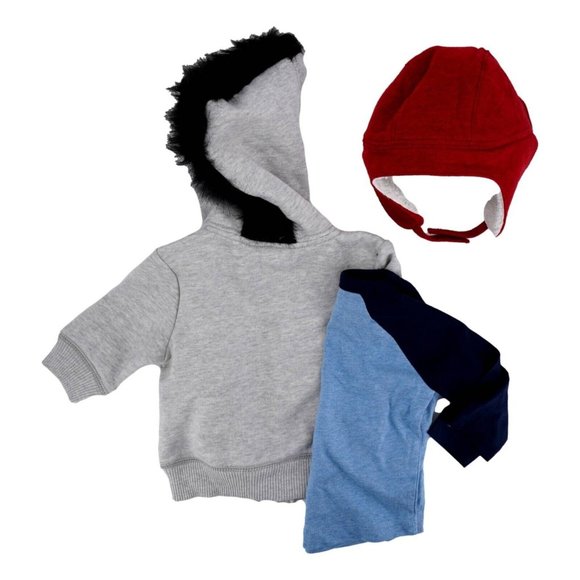 Gymboree Baby 3 Piece Jacket Set Multicolor Sweatshirt Hat Shirt 0-3 New - Picture 2 of 4